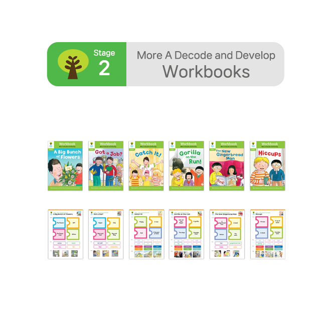 ORT BCK Workbooks - Stage 2 More A Decode and Develop (6권+스티커7장)